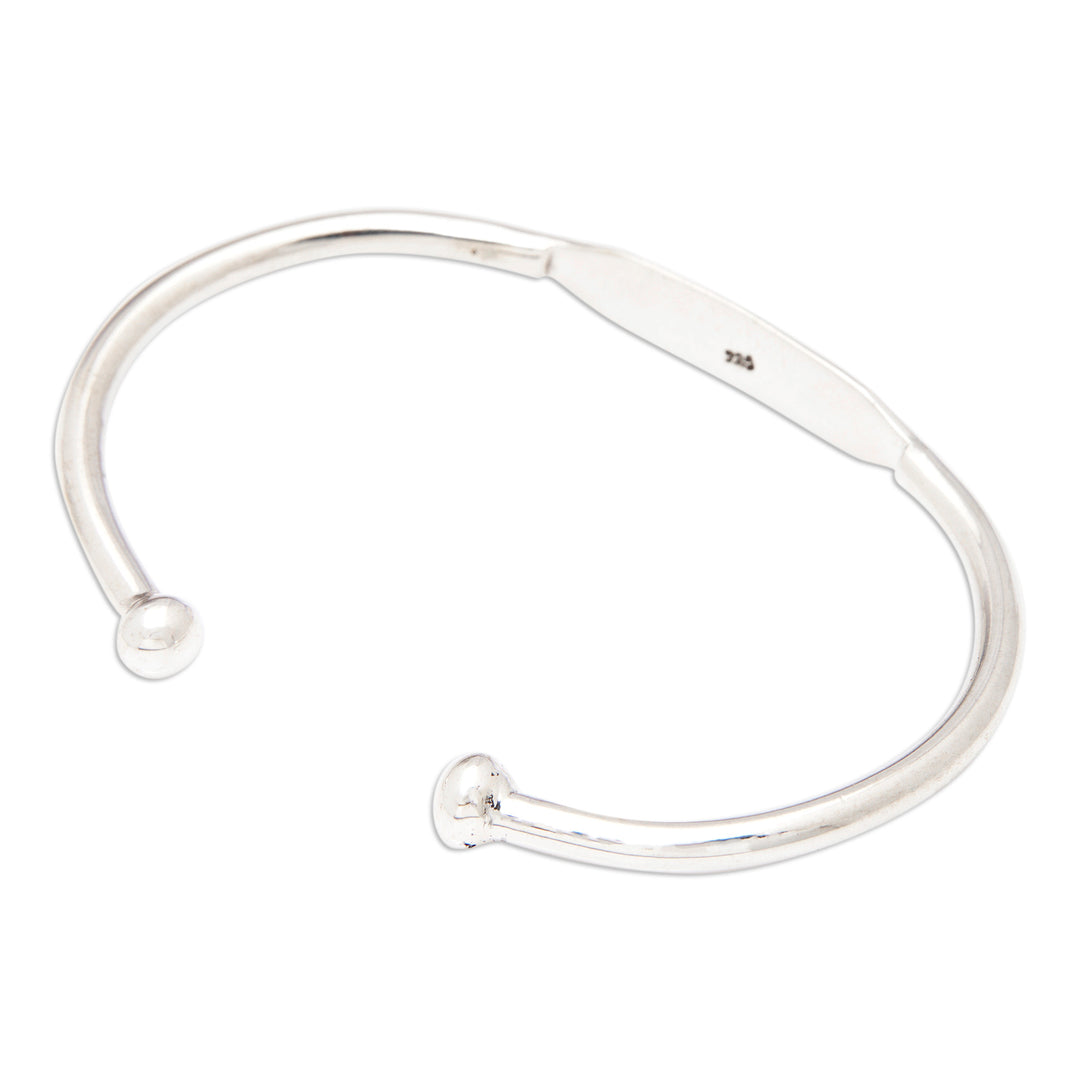 High Polished Modern Sterling Silver Cuff Bracelet - Royal Globe-Trotting
