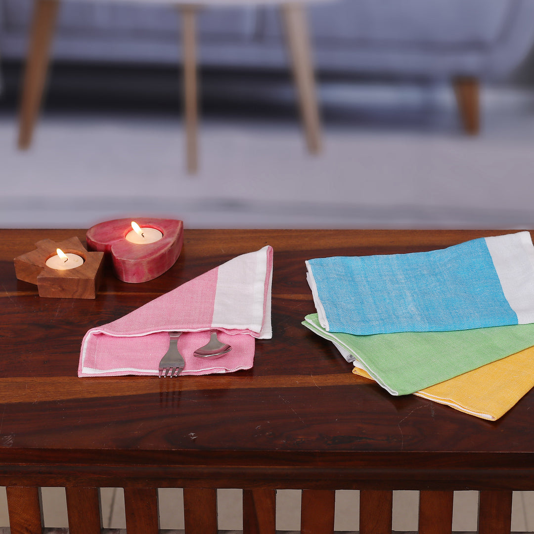 Set of 4 Handwoven Colorful Cotton Napkins - Colorful Meals
