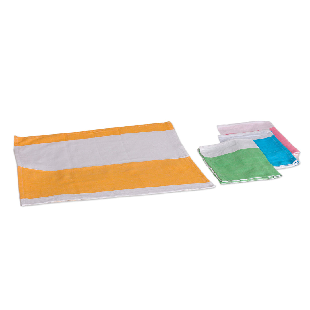 Set of 4 Handwoven Colorful Cotton Napkins - Colorful Meals