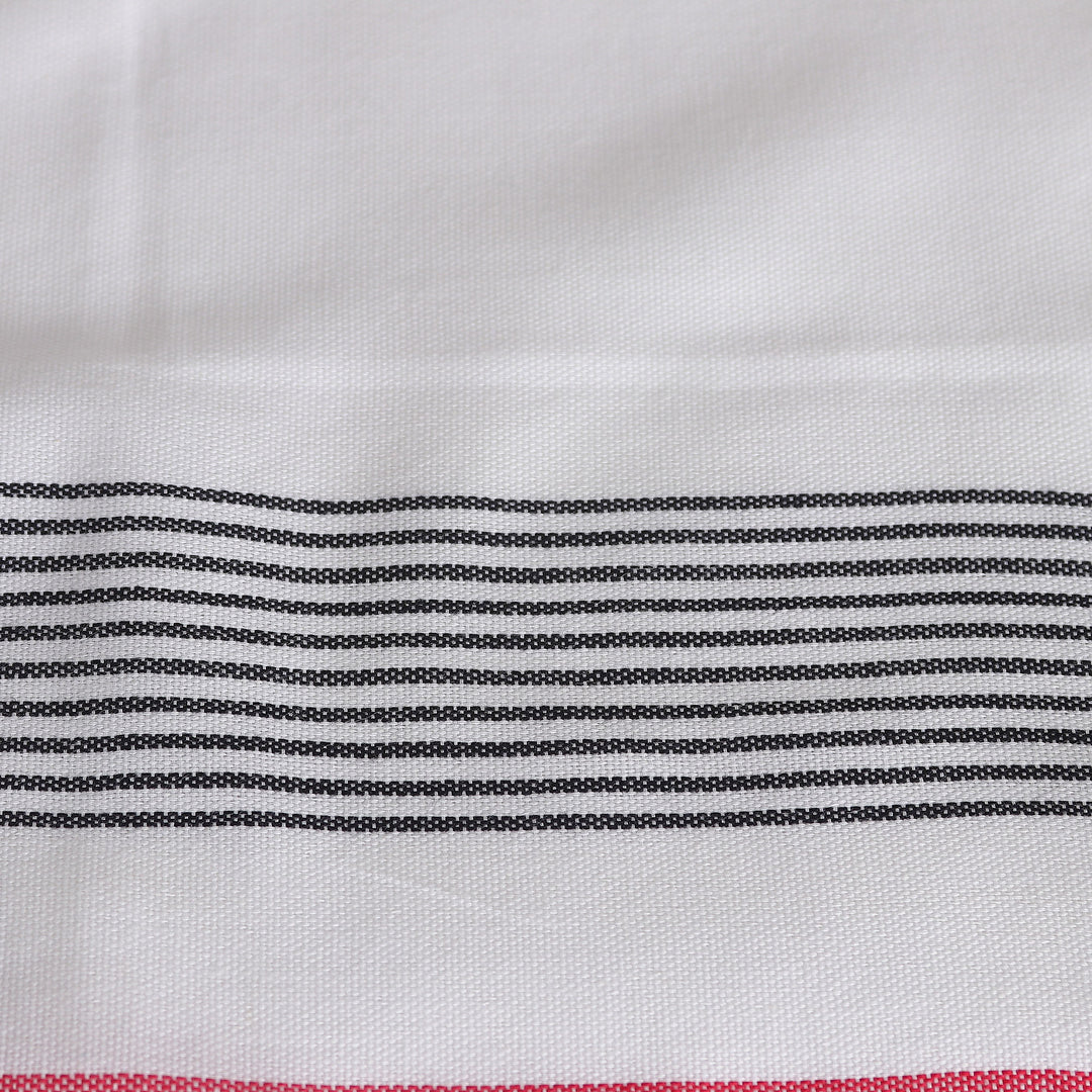 Set of 3 Teal, Red and Yellow Striped Cotton Dish Towels - Stripes of Elegance