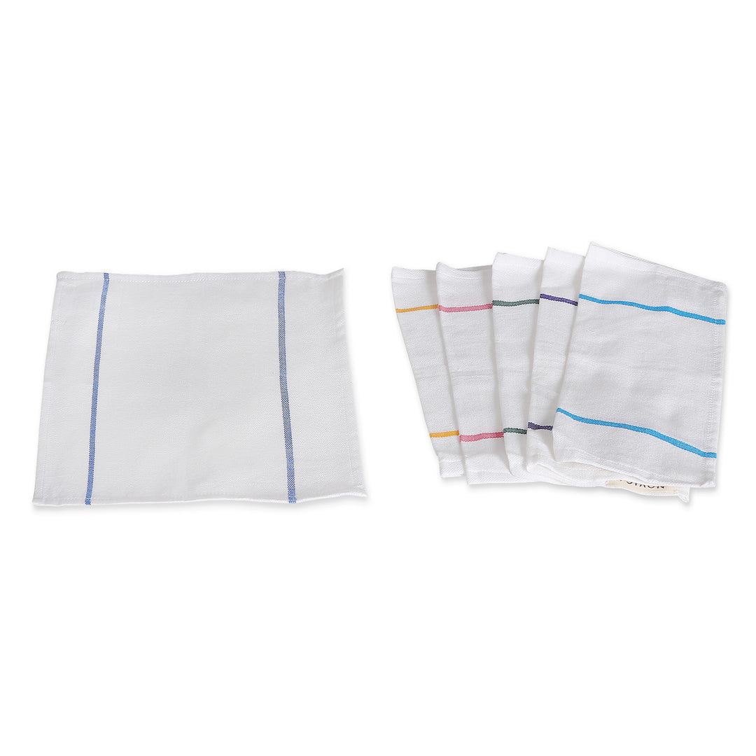 Set of 6 Woven Mini Cotton Dish Towels with Colorful Stripes - Joyful Flavors