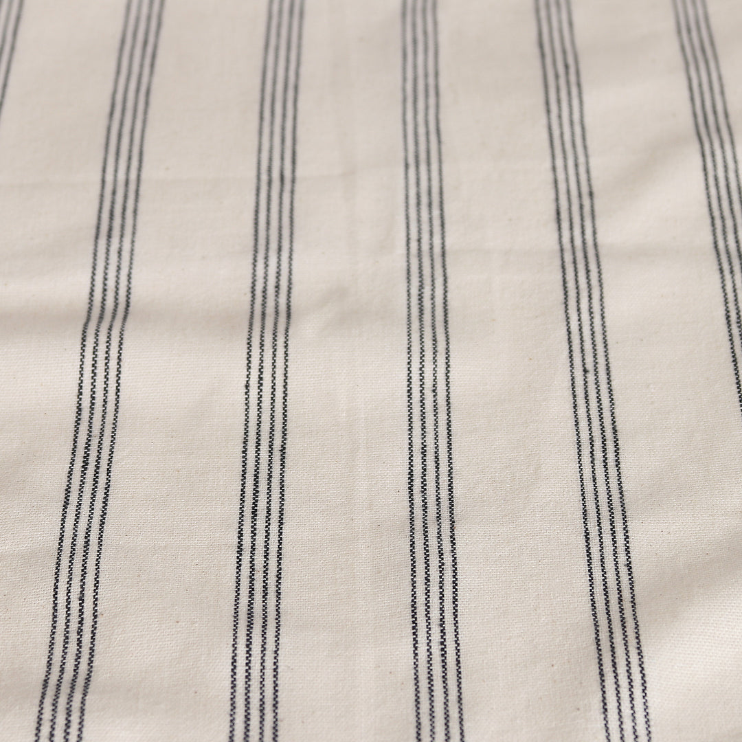 Set of 4 Handwoven Black and White Striped Cotton Napkins - Midnight Meals