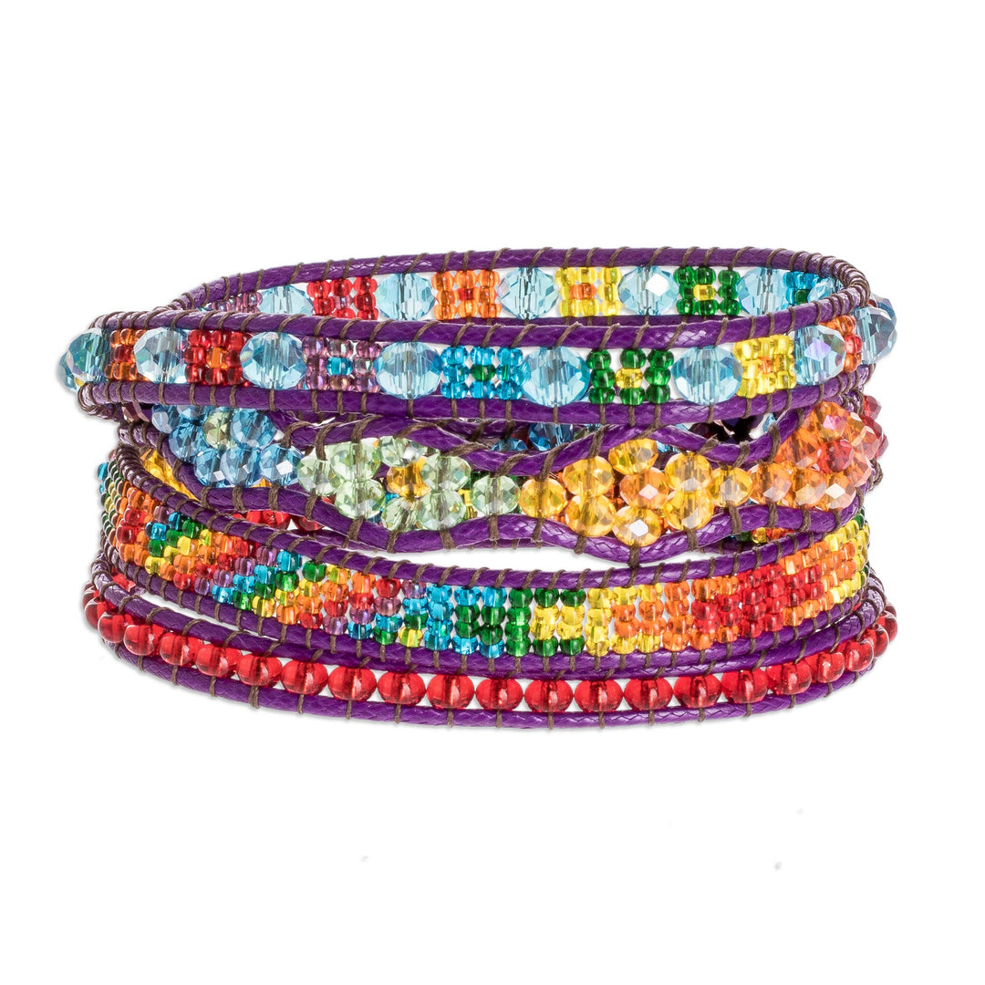 Handcrafted Beaded Positive Energy Long Wrap Bracelet - Radiant Hues of Joy