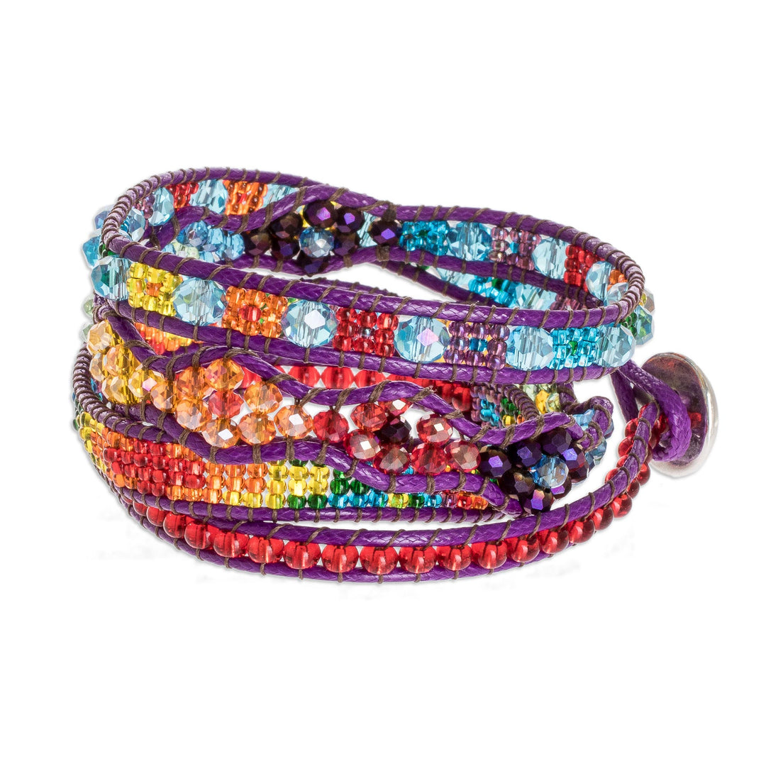 Handcrafted Beaded Positive Energy Long Wrap Bracelet - Radiant Hues of Joy