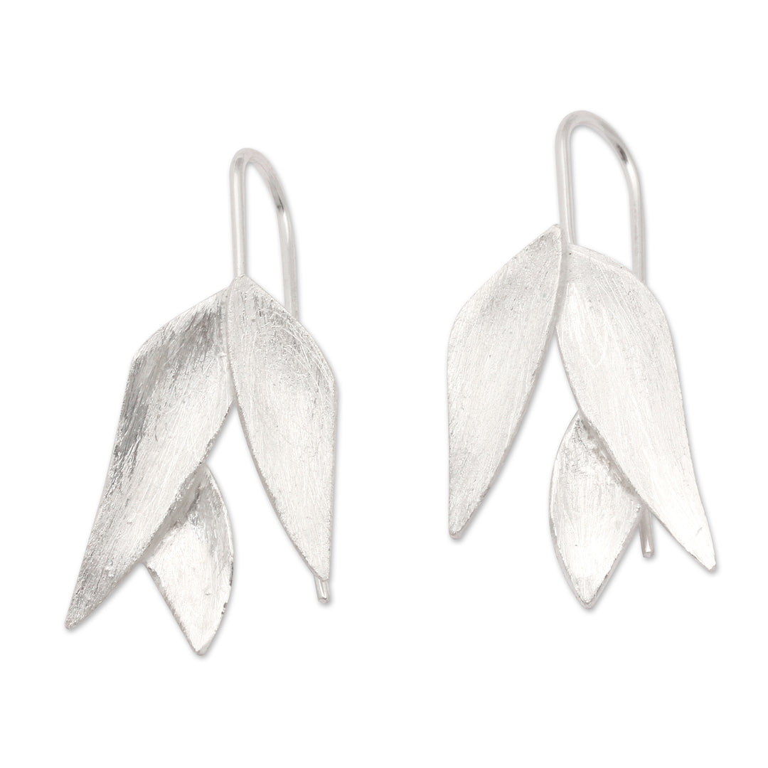 Minimalist Aloe Vera-Shaped Sterling Silver Drop Earrings - Modern Forest