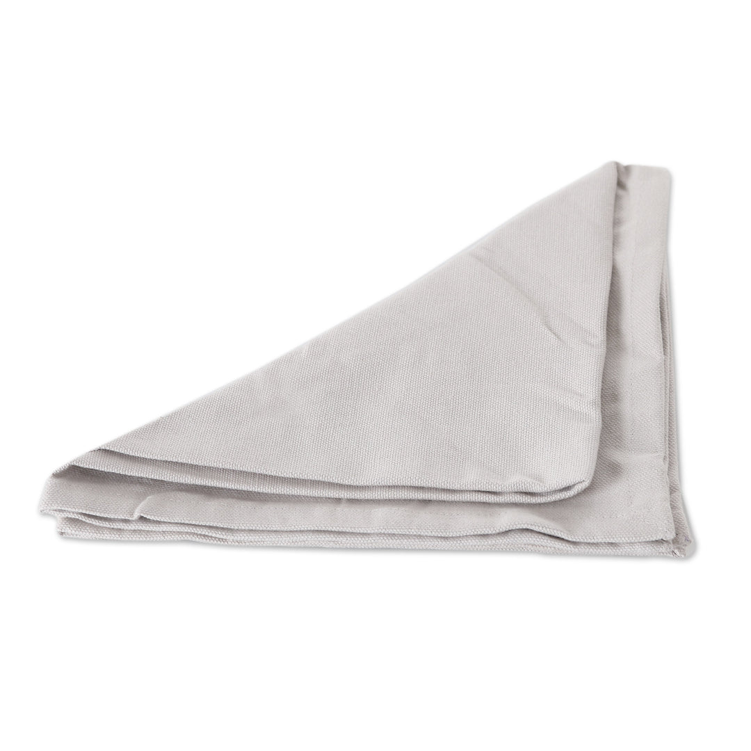 Set of 6 Grey Cotton Napkins with Floral White Basket - Gentle Grey