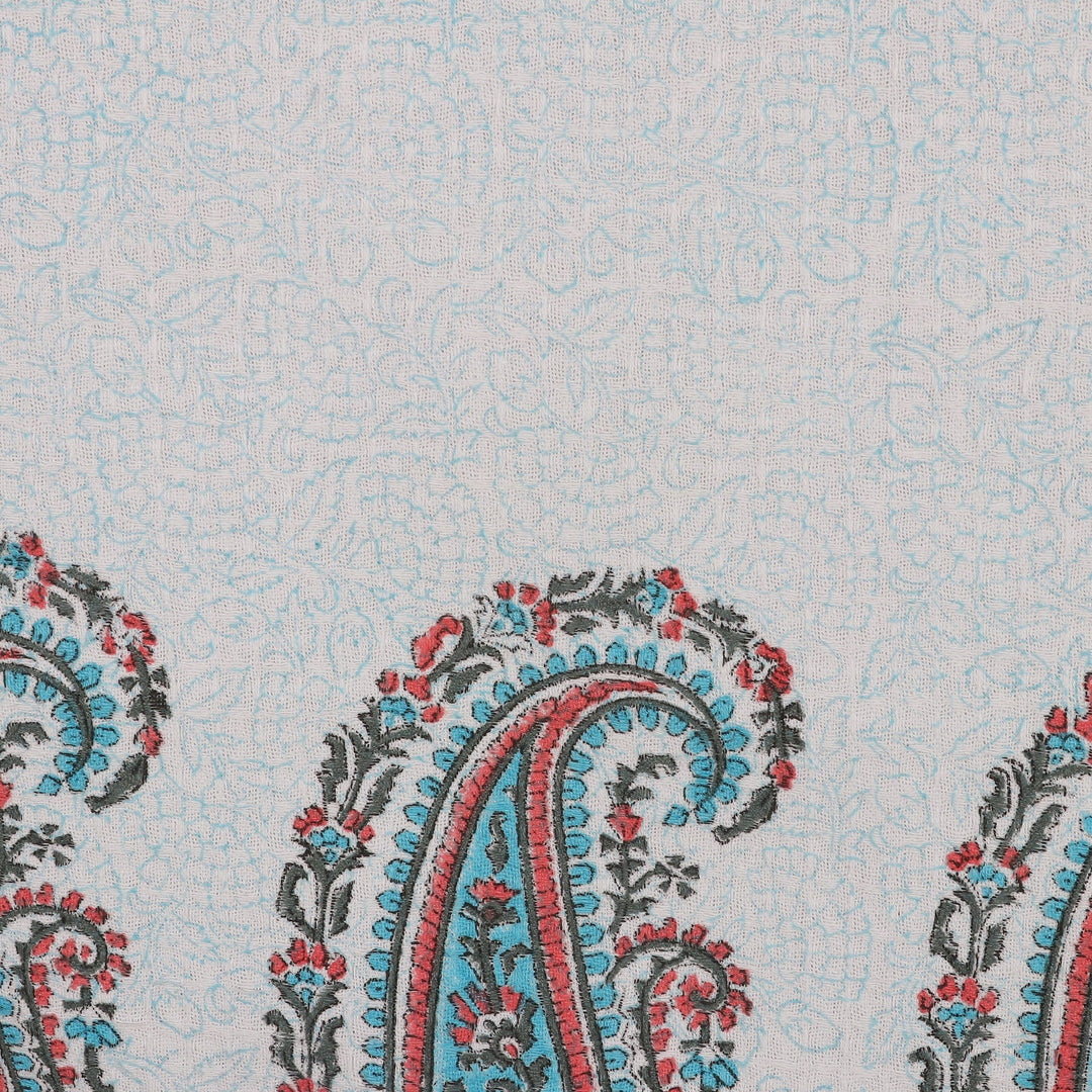 2 Cotton Dish Towels with Hand-Block Printed Paisley Motifs - Paisley Fantasy