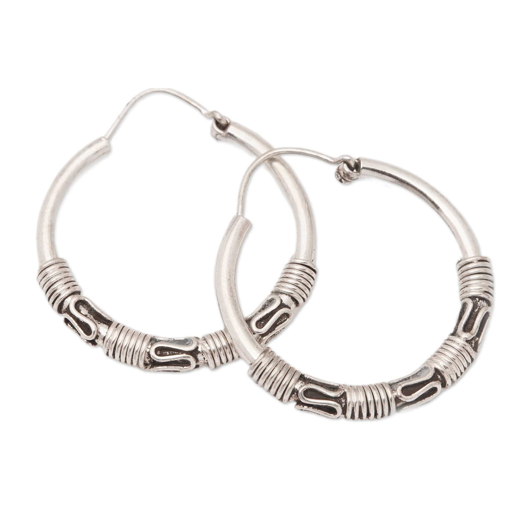 Polished Classic Sterling Silver Hoop Earrings from Bali - Eternal Dame