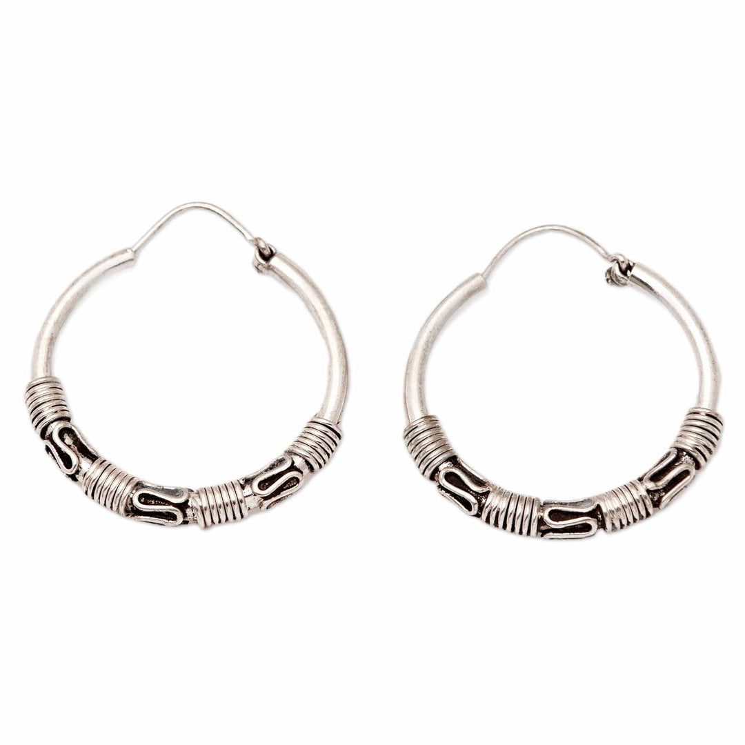 Polished Classic Sterling Silver Hoop Earrings from Bali - Eternal Dame