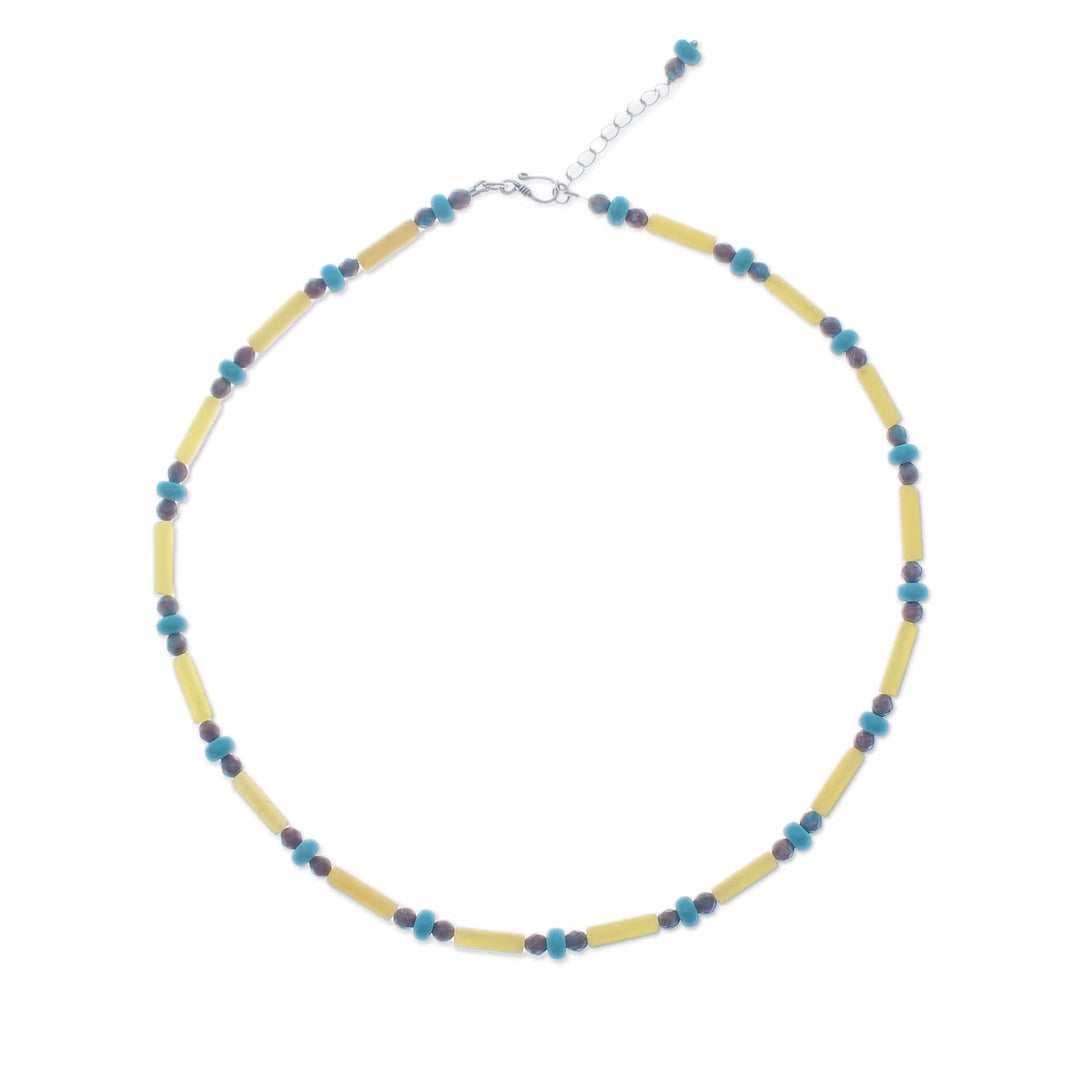 Lemon Quartz, Jasper and Howlite Beaded Necklace - Green Spells