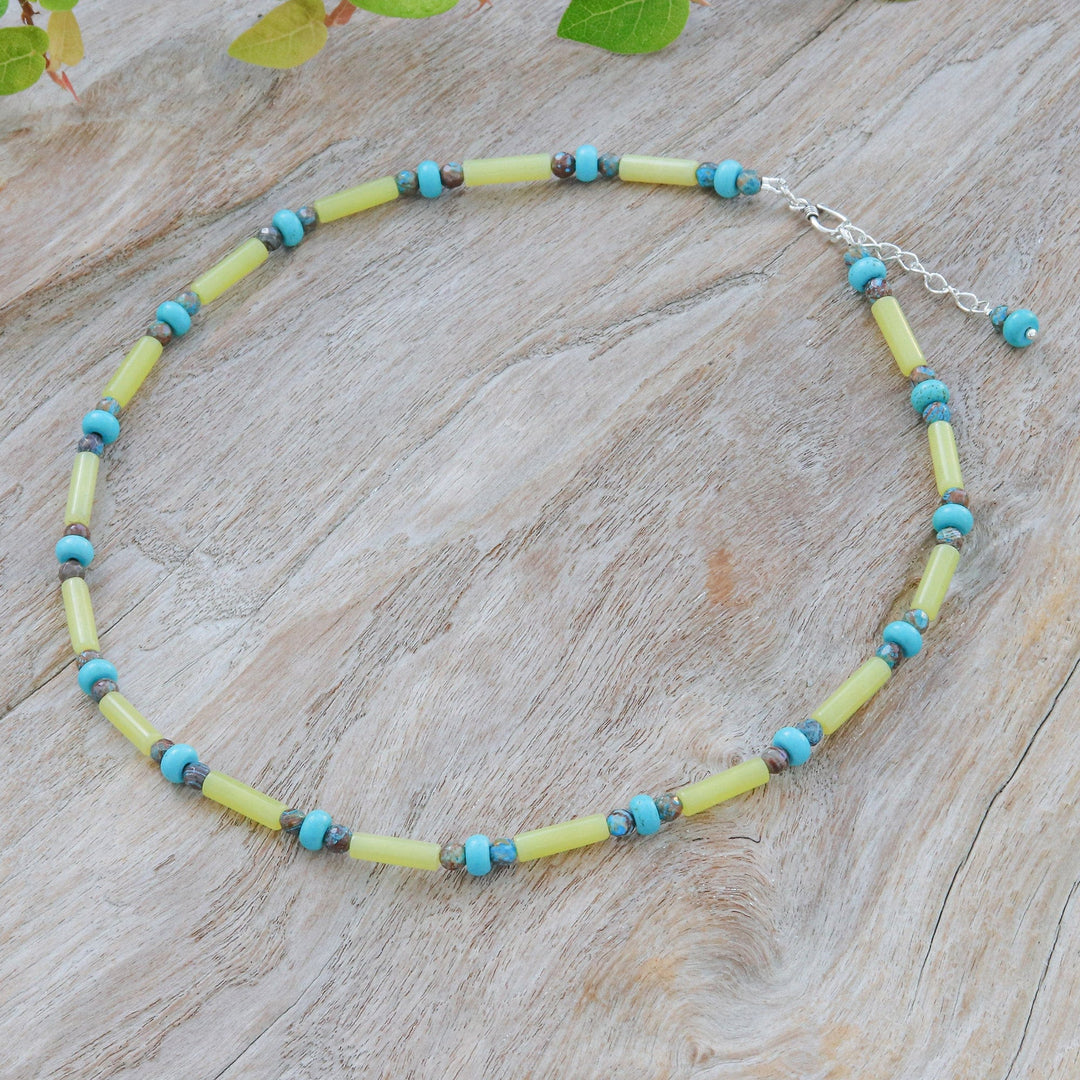 Lemon Quartz, Jasper and Howlite Beaded Necklace - Green Spells