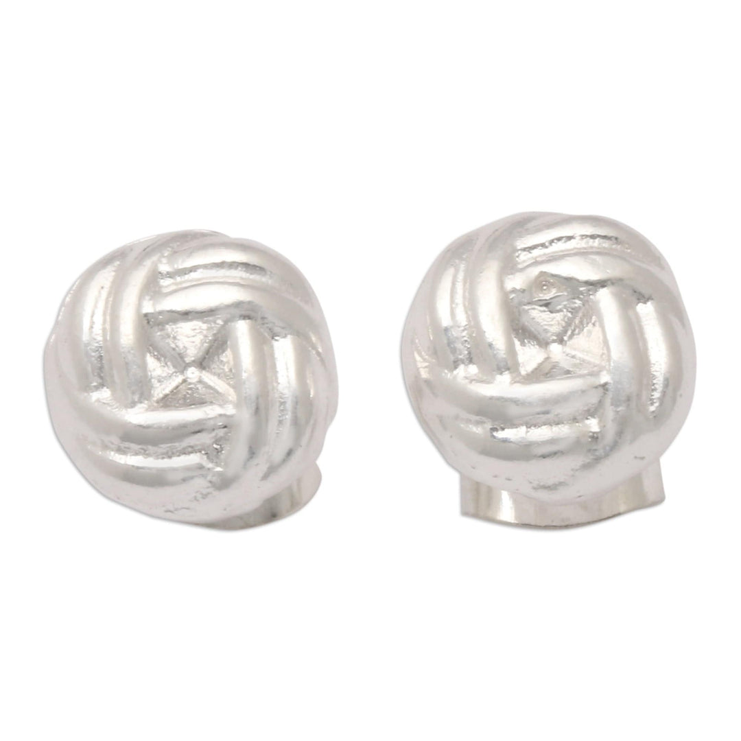 Polished Sterling Silver Dara Celtic Knot Stud Earrings - Dara Knot