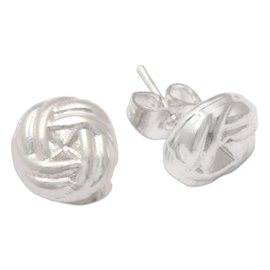 Polished Sterling Silver Dara Celtic Knot Stud Earrings - Dara Knot
