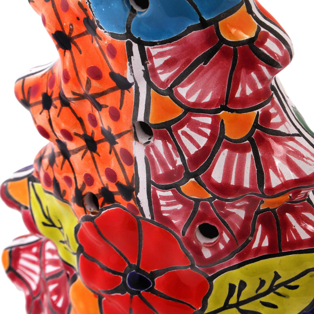 Christmas Tree Talavera Ceramic Lantern from Mexico - Christmas Glow