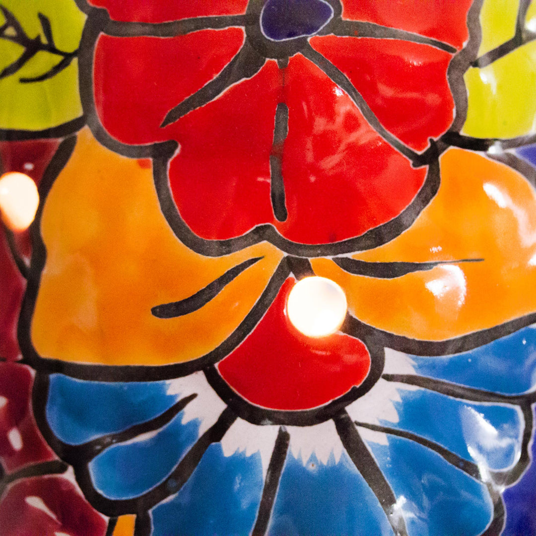 Christmas Tree Talavera Ceramic Lantern from Mexico - Christmas Glow