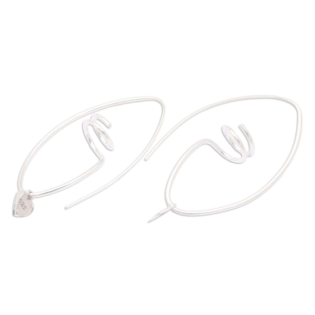 Abstract Heart-Themed Sterling Silver Half-Hoop Earrings - Passion in Freedom