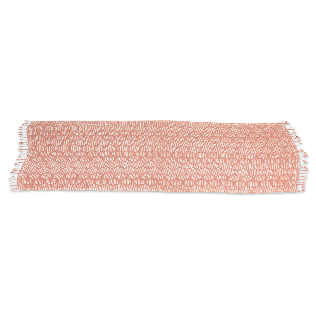 Handwoven Peach and White 100% Rayon Scarf with Fringes - Peach Mosaic