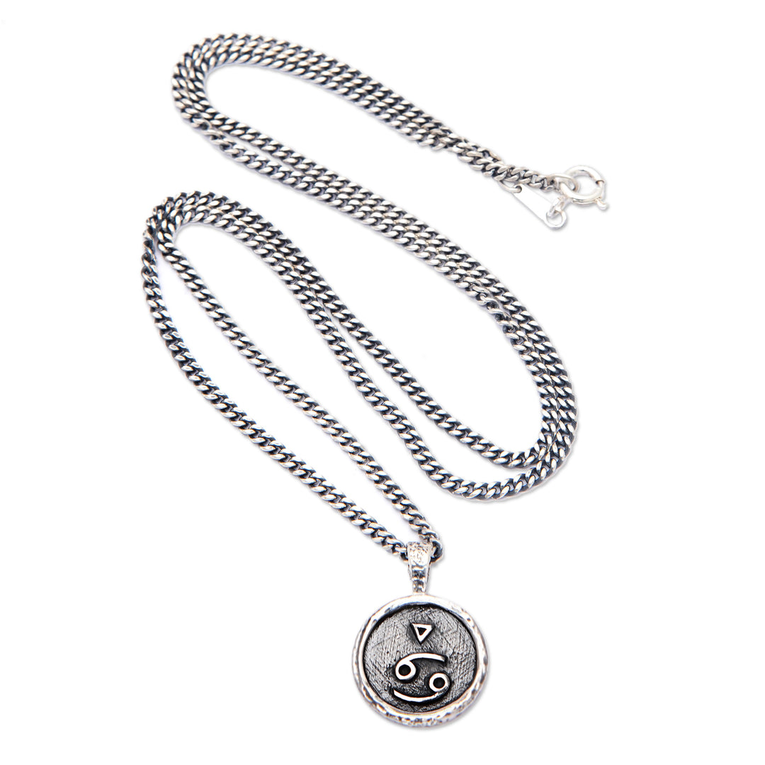 Sterling Silver Necklace with Cancer Zodiac Sign Pendant - Cancer Charm