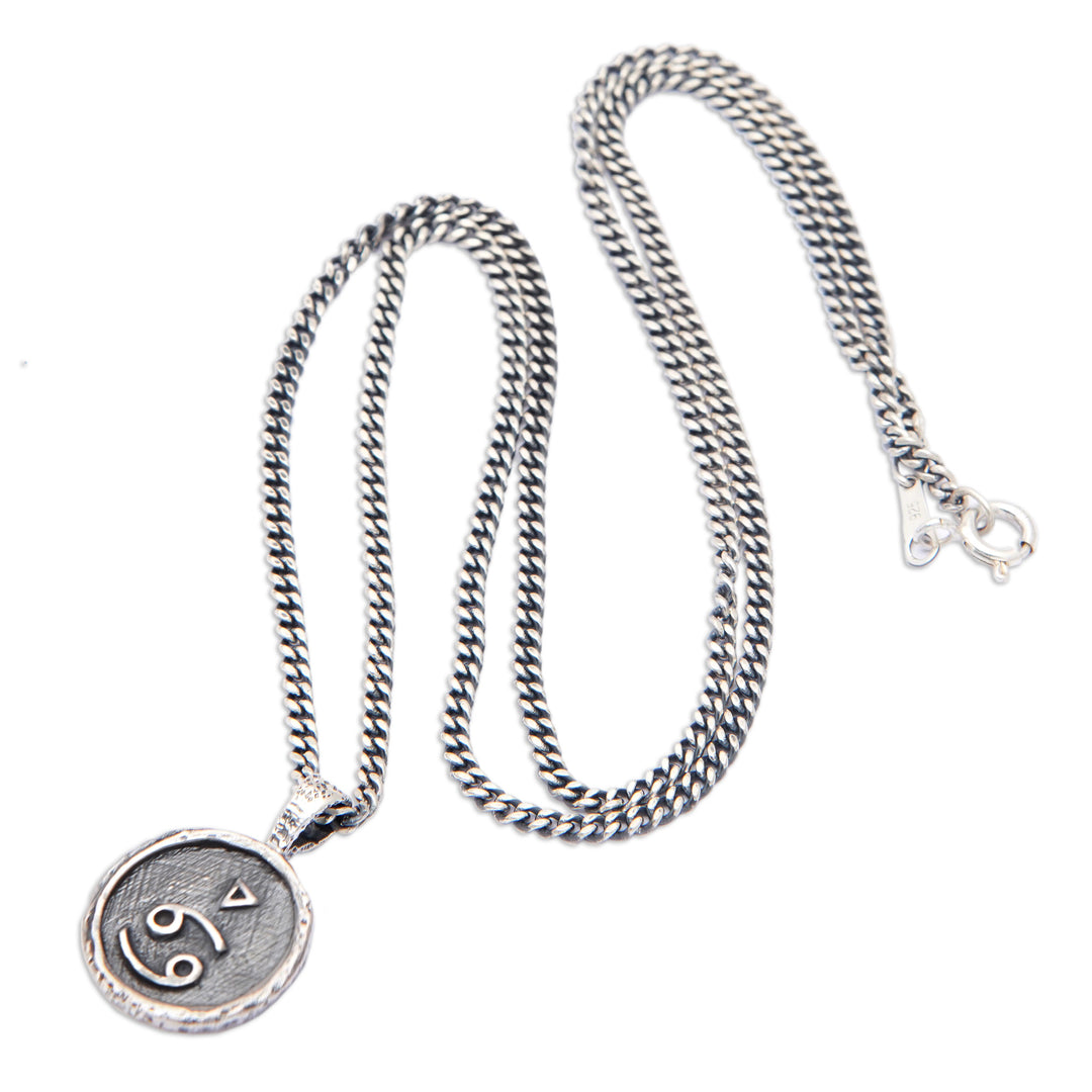 Sterling Silver Necklace with Cancer Zodiac Sign Pendant - Cancer Charm