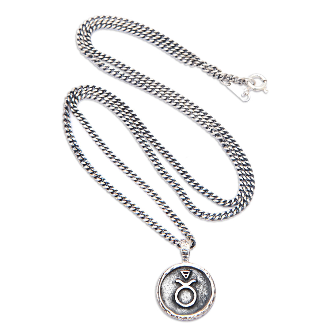 Sterling Silver Necklace with Taurus Zodiac Sign Pendant - Taurus Charm