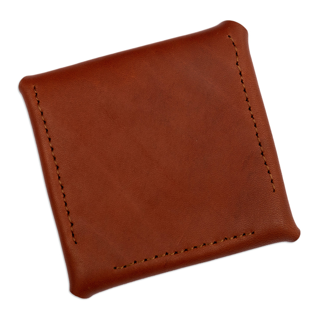 Men's Modern Geometric Coffee Leather Coin Holder - Modern Collective