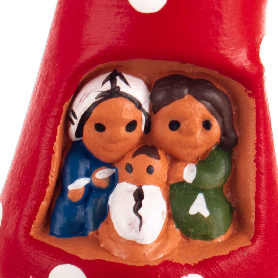 Hand-Painted Tree-Shaped Floral Ceramic Sculpture in Red - The Vibrant Tree Family