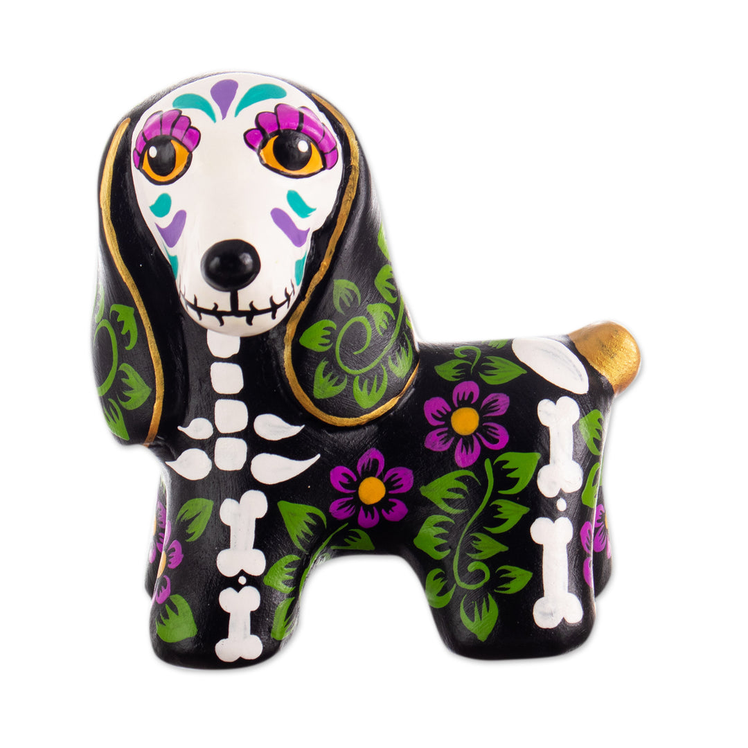 Hand-Painted Day of the Dead Dachshund Ceramic Sculpture - Forever Friend