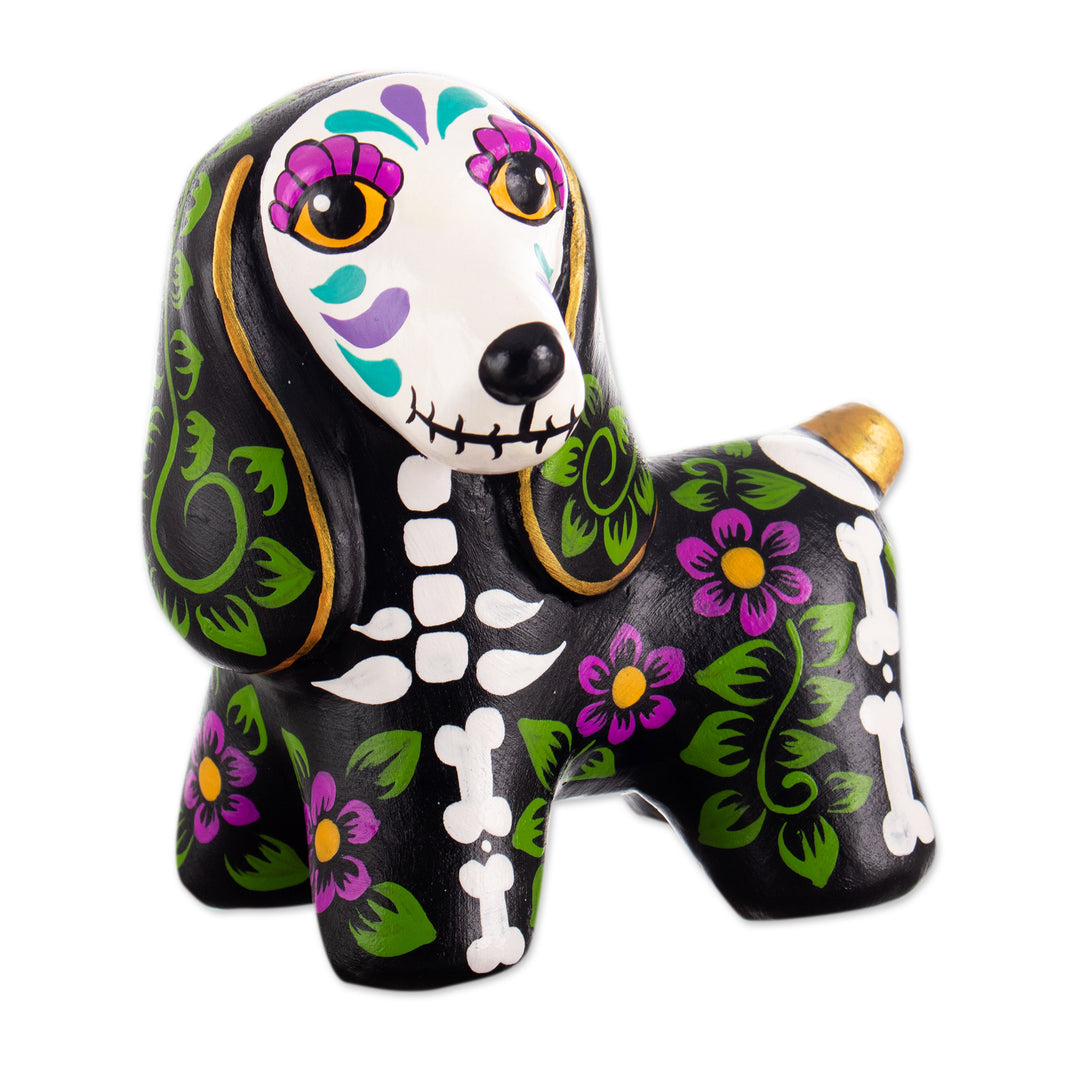 Hand-Painted Day of the Dead Dachshund Ceramic Sculpture - Forever Friend
