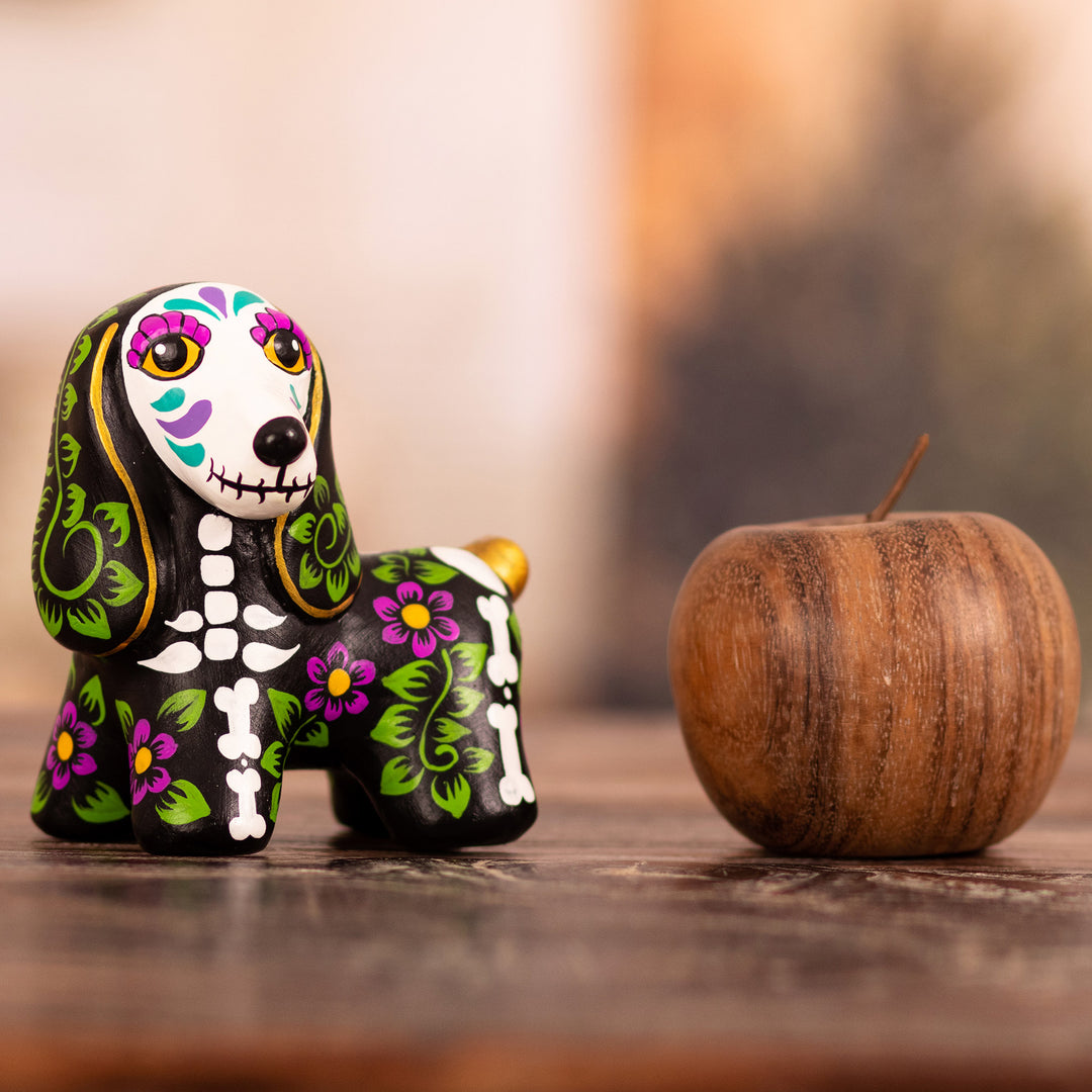 Hand-Painted Day of the Dead Dachshund Ceramic Sculpture - Forever Friend