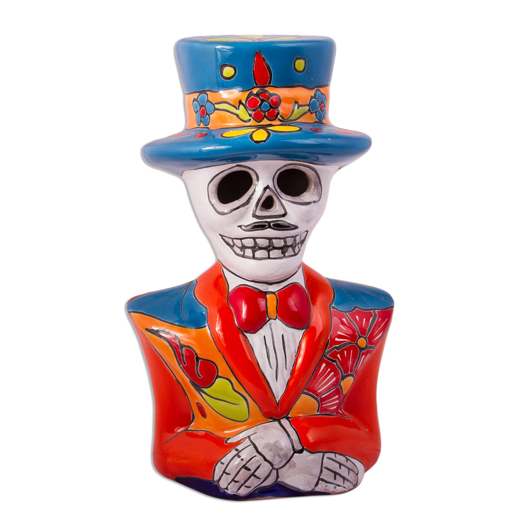 Hand-Painted Ceramic Catrin Sculpture from Mexico - The Catrin