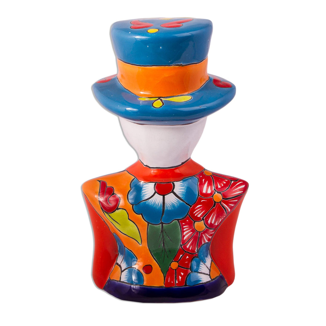 Hand-Painted Ceramic Catrin Sculpture from Mexico - The Catrin
