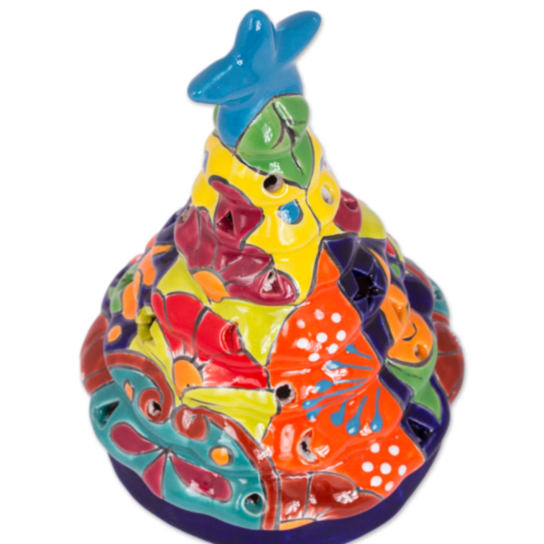 Talavera-Style Ceramic Christmas Tree Lantern from Mexico - Christmas Pine