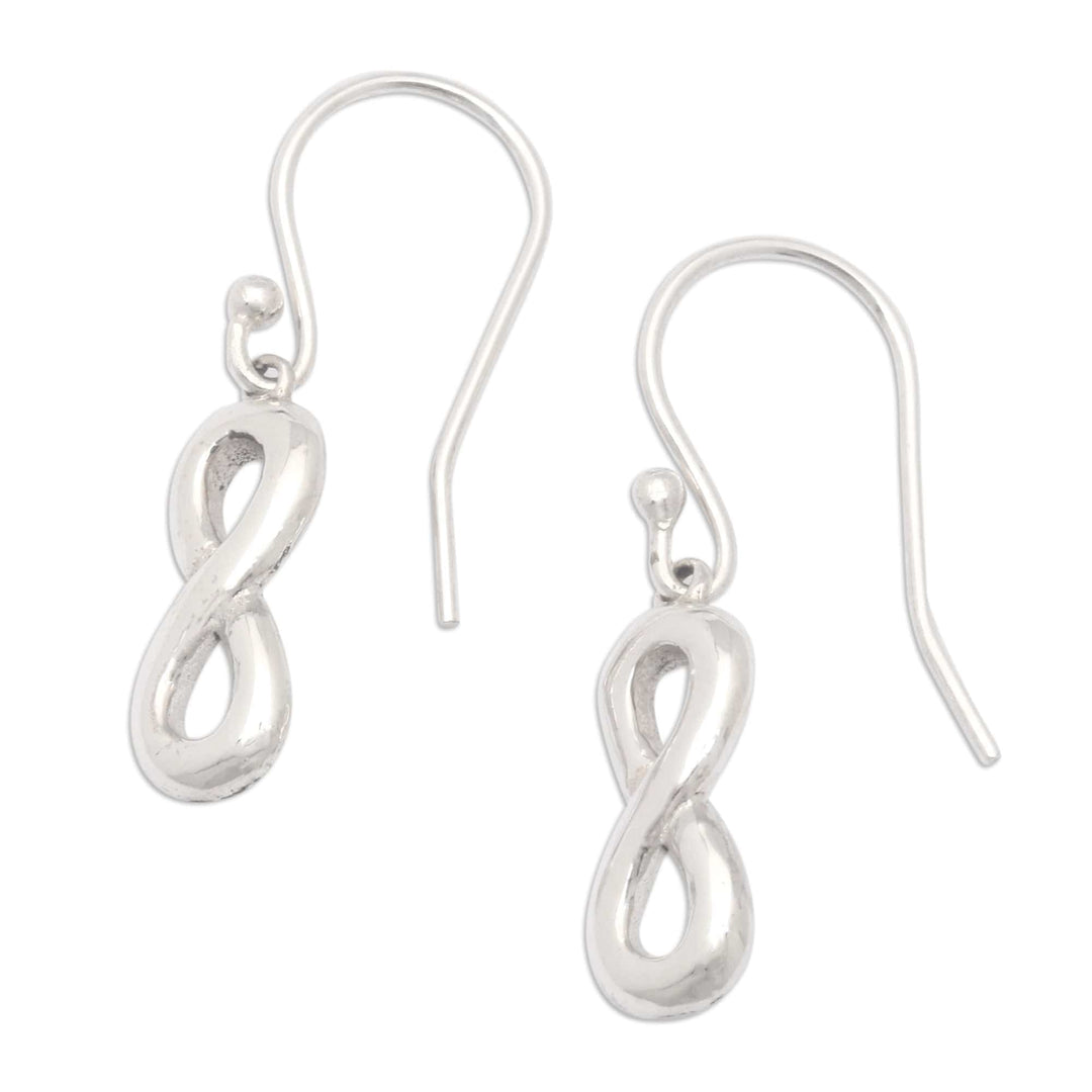 Modern Sterling Silver Dangle Earrings with Infinity Motif - Infinity Chic