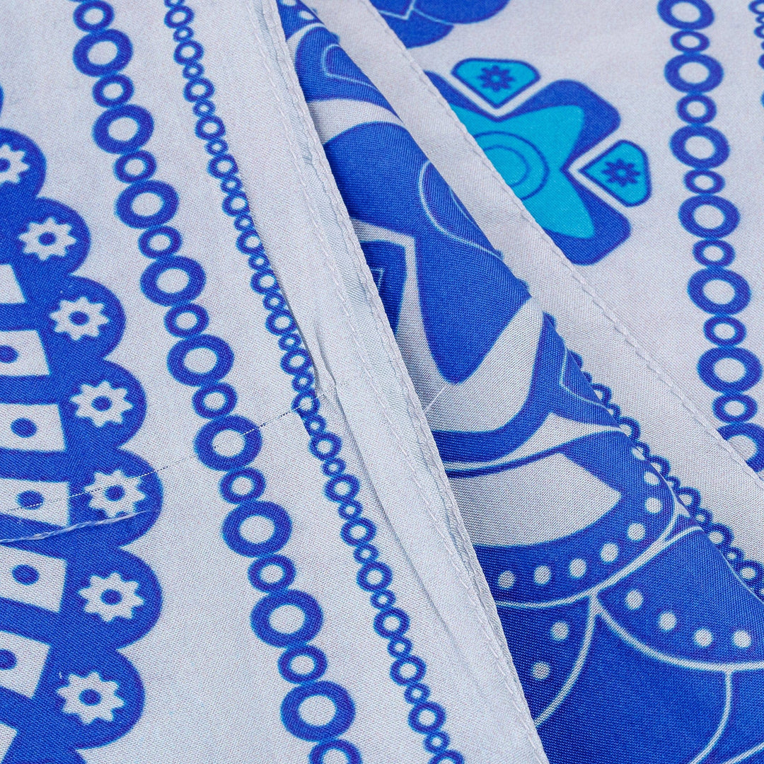 Hand-Woven 100% Silk Blue Paisley-Themed Square Scarf - Blue Paisley