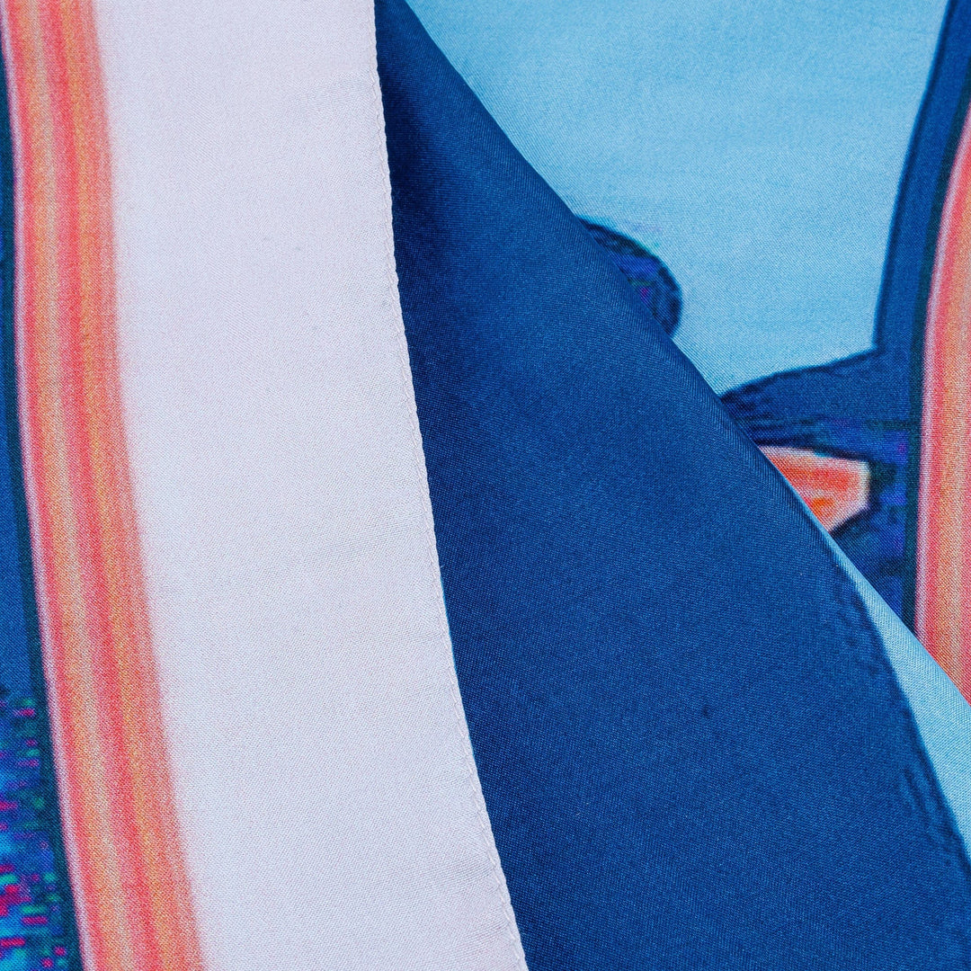 Hand-Woven 100% Silk Square Scarf with Floral & Leaf Motifs - Modern Garden