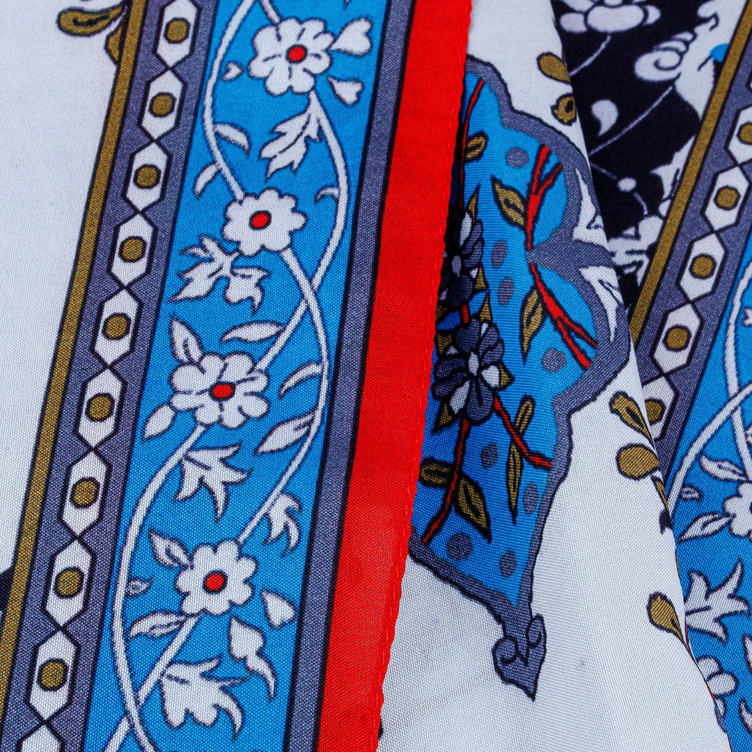 Hand-Woven 100% Silk Vine and Floral-Themed Square Scarf - Chic Patterns
