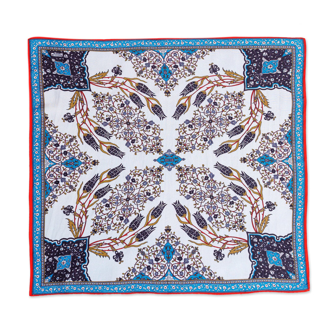 Handwoven 100% Silk Vine and Floral-Themed Handkerchief - Chic Patterns