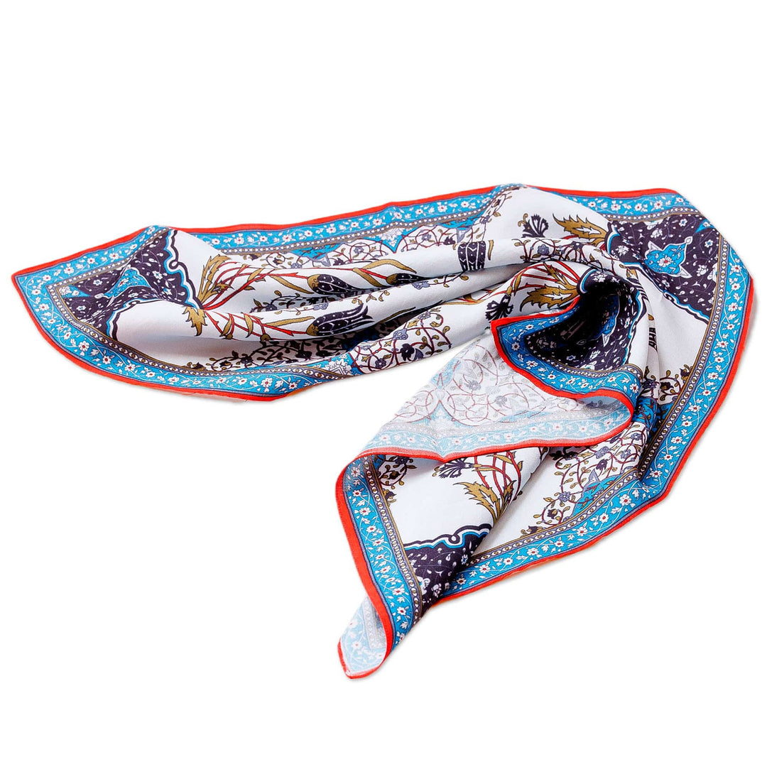 Handwoven 100% Silk Vine and Floral-Themed Handkerchief - Chic Patterns
