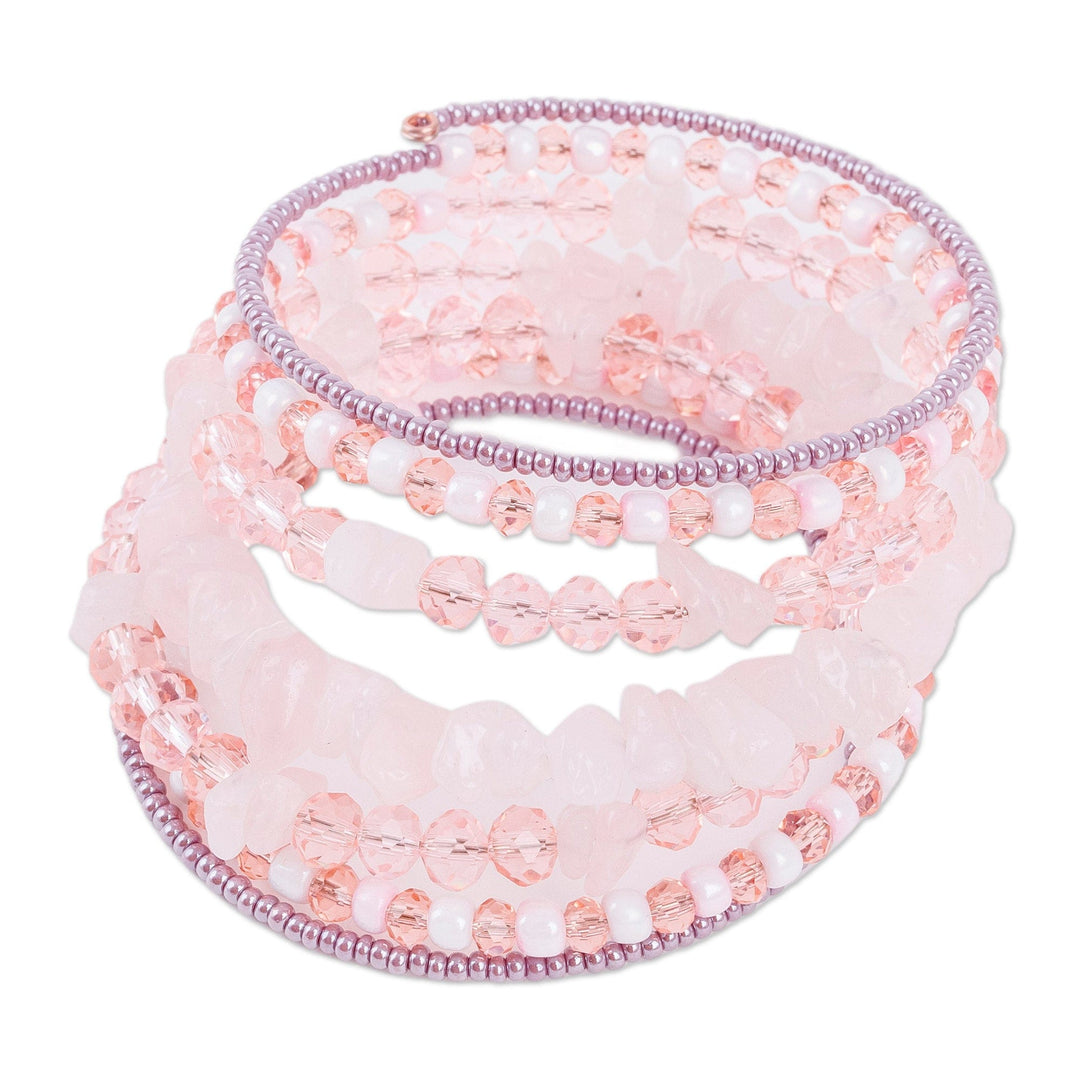 Handmade Natural Quartz and Crystal Beaded Wrap Bracelet - Auras of Spirituality