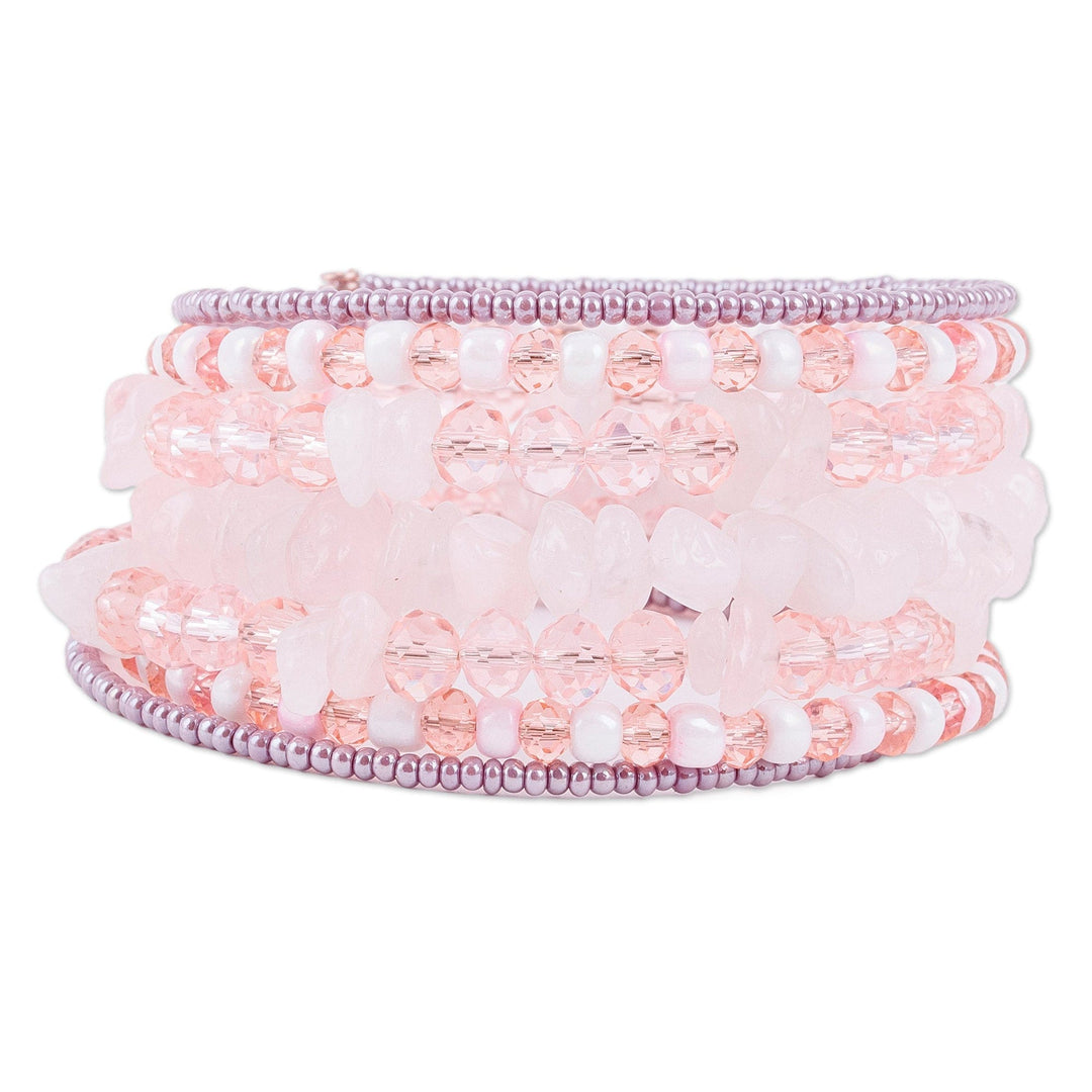 Handmade Natural Quartz and Crystal Beaded Wrap Bracelet - Auras of Spirituality