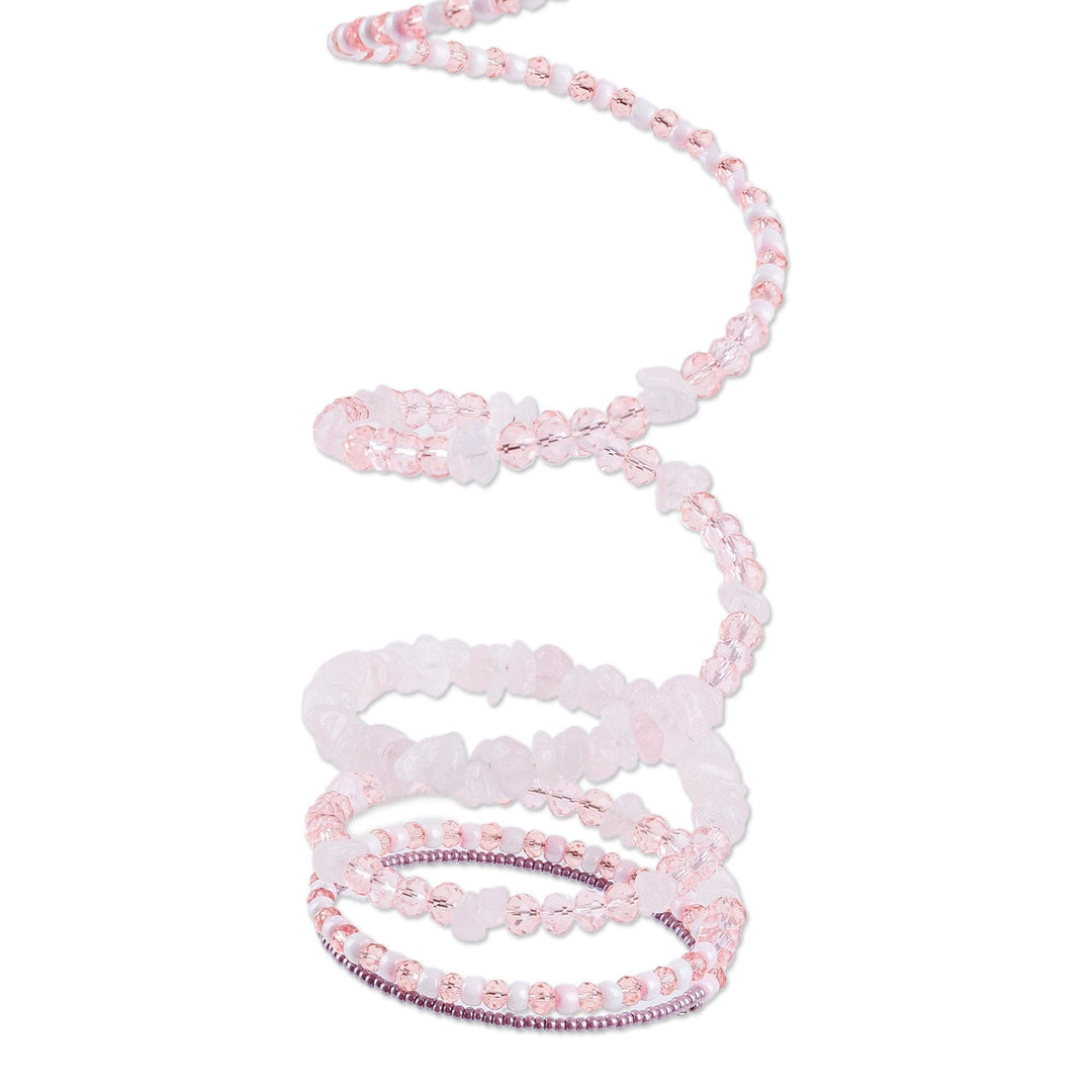 Handmade Natural Quartz and Crystal Beaded Wrap Bracelet - Auras of Spirituality