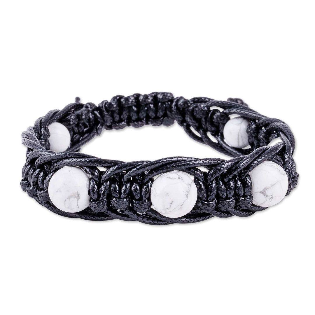 Handmade White Agate Beaded Macrame Shambhala Style Bracelet - Shambhala Divinity