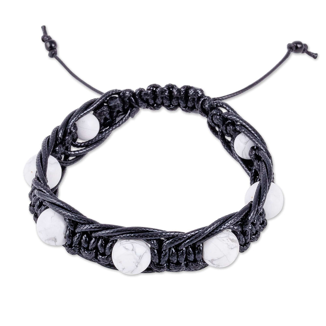 Handmade White Agate Beaded Macrame Shambhala Style Bracelet - Shambhala Divinity