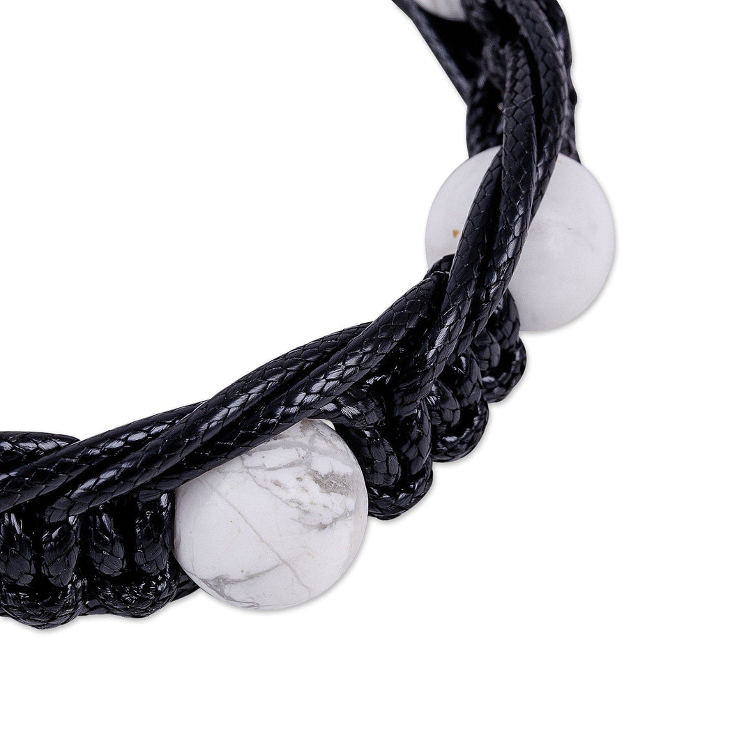 Handmade White Agate Beaded Macrame Shambhala Style Bracelet - Shambhala Divinity