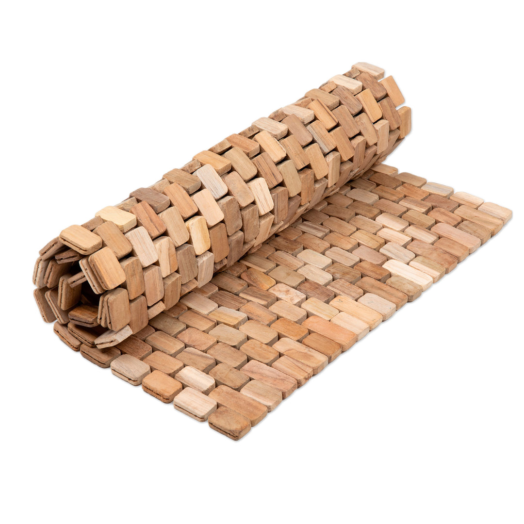 Handcrafted Minimalist Teak Wood Mat from Bali - The Pathway