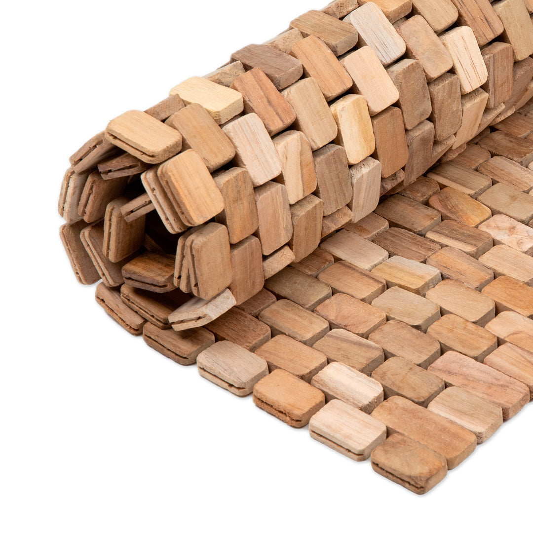 Handcrafted Minimalist Teak Wood Mat from Bali - The Pathway