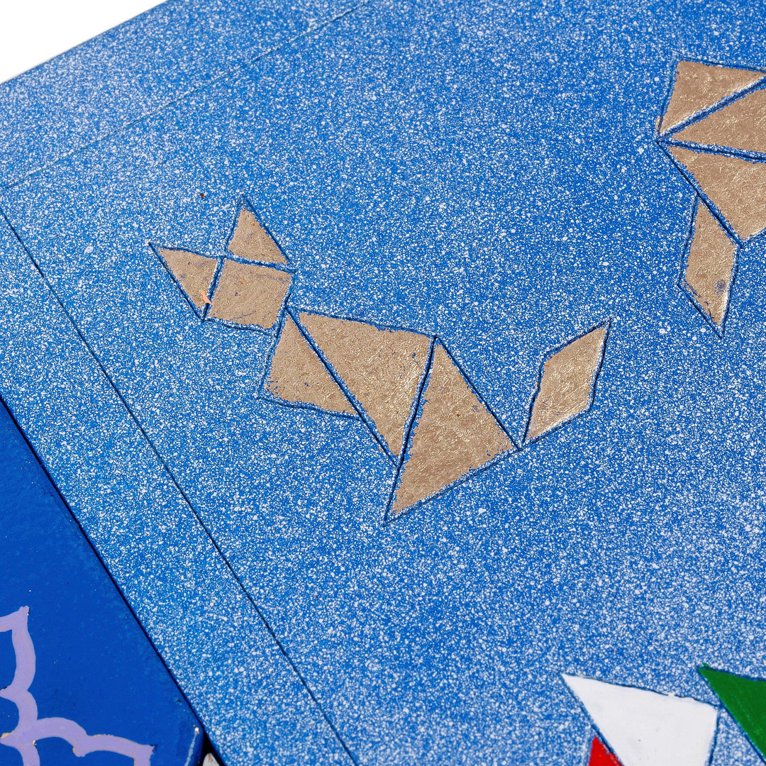 Handcrafted and Painted Colorful Walnut Wood Tangram Puzzle - Brain Teaser