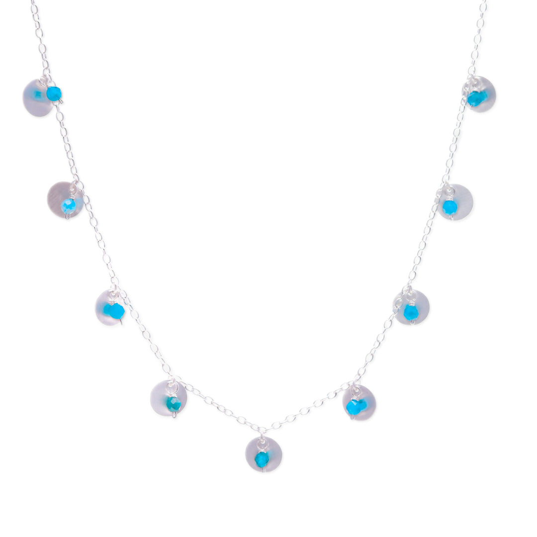 Matte Sterling Silver and Apatite Charm Necklace - Everyday Intellectual