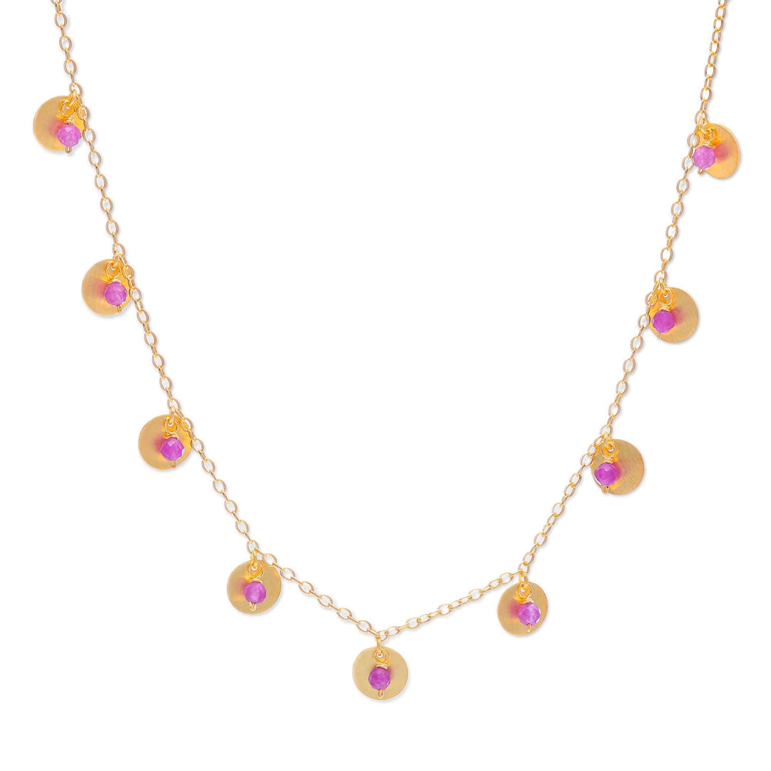 Adjustable Matte 18k Gold-Plated Amethyst Charm Necklace - Everyday Wise