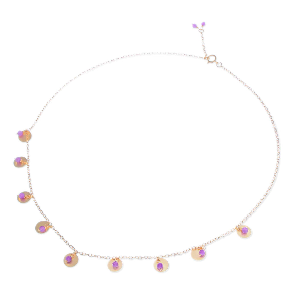 Adjustable Matte 18k Gold-Plated Amethyst Charm Necklace - Everyday Wise